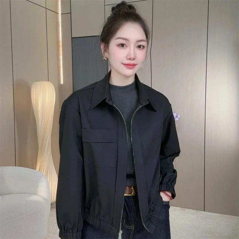 النمط الغربي معطف الأم المرأة ربيع الخريف 2025 جديد سترة غير رسمية موضة قصيرة أبلى فضفاضة تنوعا ملابس علوية الإناث #1