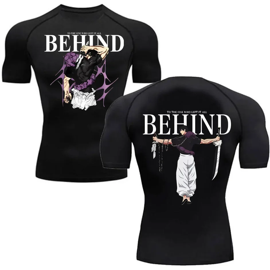 Herren Sommer Fitness Gym Sport Lauf T-Shirt Bestseller Anime Jujutsu Kaisen Gojo Satoru Kompressionsshirt Kurzarm – Detail 3