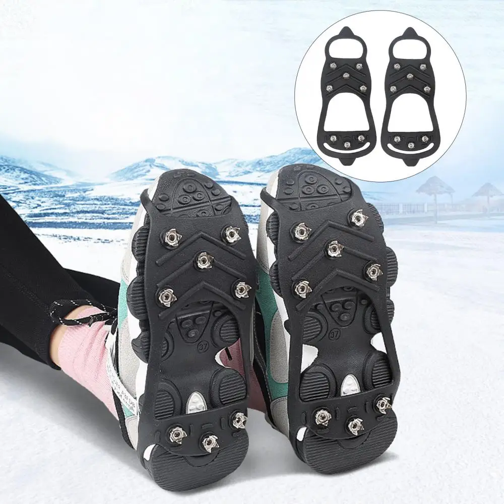 2 pçs 8 dentes anti-skid escalada no gelo crampons sapato picos aperto raquetes de neve capas para caminhadas na neve superfície de gelo chão montanha