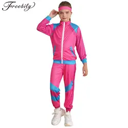 Dzieci Chłopcy Dziewczynki 80s 90s Dres Retro Disco Hippie Kostium Hip Hop Jazz Dance Set Strój sportowy na karnawał Halloween Cosplay