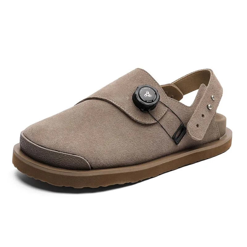 Big Size 45 46 Slides Sandals Slip-on Mules Half Drag Slippers for Man Suede Leather Flat Sneakers Backless Loafers Casual Shoes