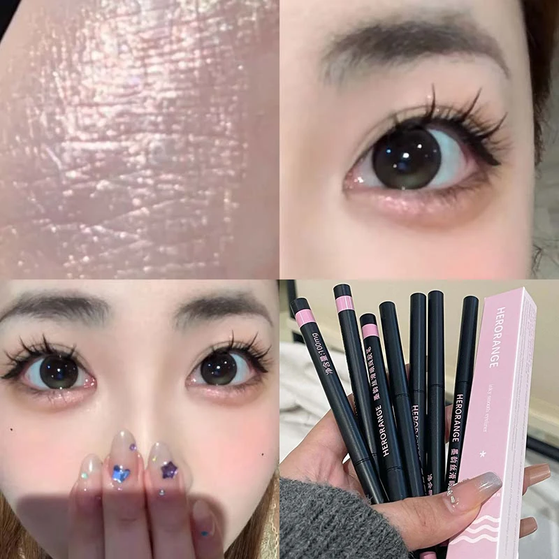 Waterproof Eyeliner Gel Pencil Pink Sparkling Glitter Lying Silkworm Pen Soft Easy Wear Matte Eyeliner Lasting Shiny Eyes Makeup