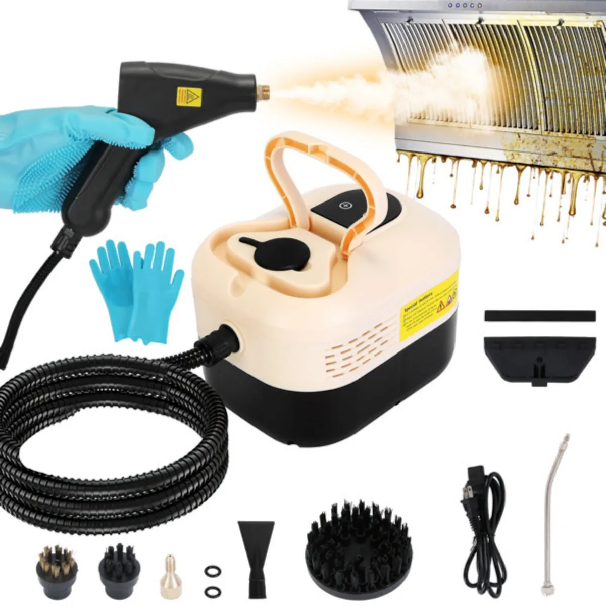 

Handheld Steam Cleaner 1500W High Temp & Pressure Fast Heat 110V 6 Adjustable Steam Levels for Home Kitchen Car Floors