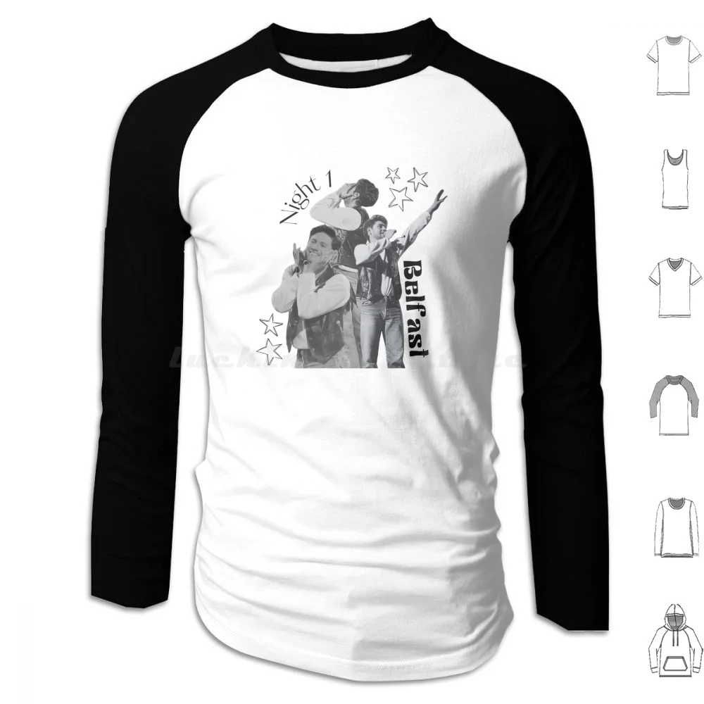 Niall Horan Night 1 Live On Tour Belfast Poster Hoodie cotton Long Sleeve Niall Horan Niall Horan Face Black And White