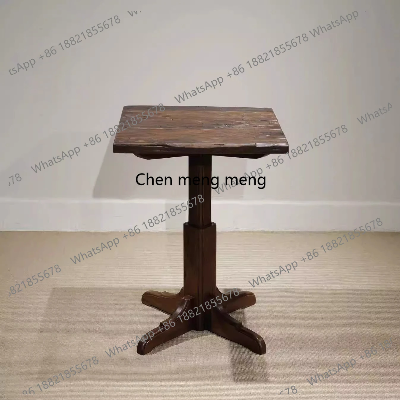

French One Leg Table Solid Wood Coffee Table Square Round Tabletop can customize the living room furniture for a sense of age