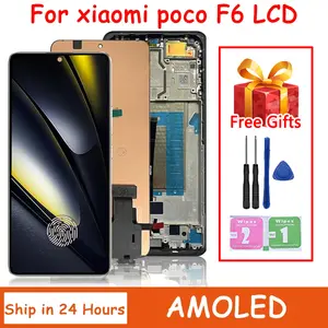 Bilashmart 6.67”AMOLED Poco F6 Display Screen With Frame Xiaomi Poco F6 LCD 24069PC21G Display Touch Screen Digitizer Assembly