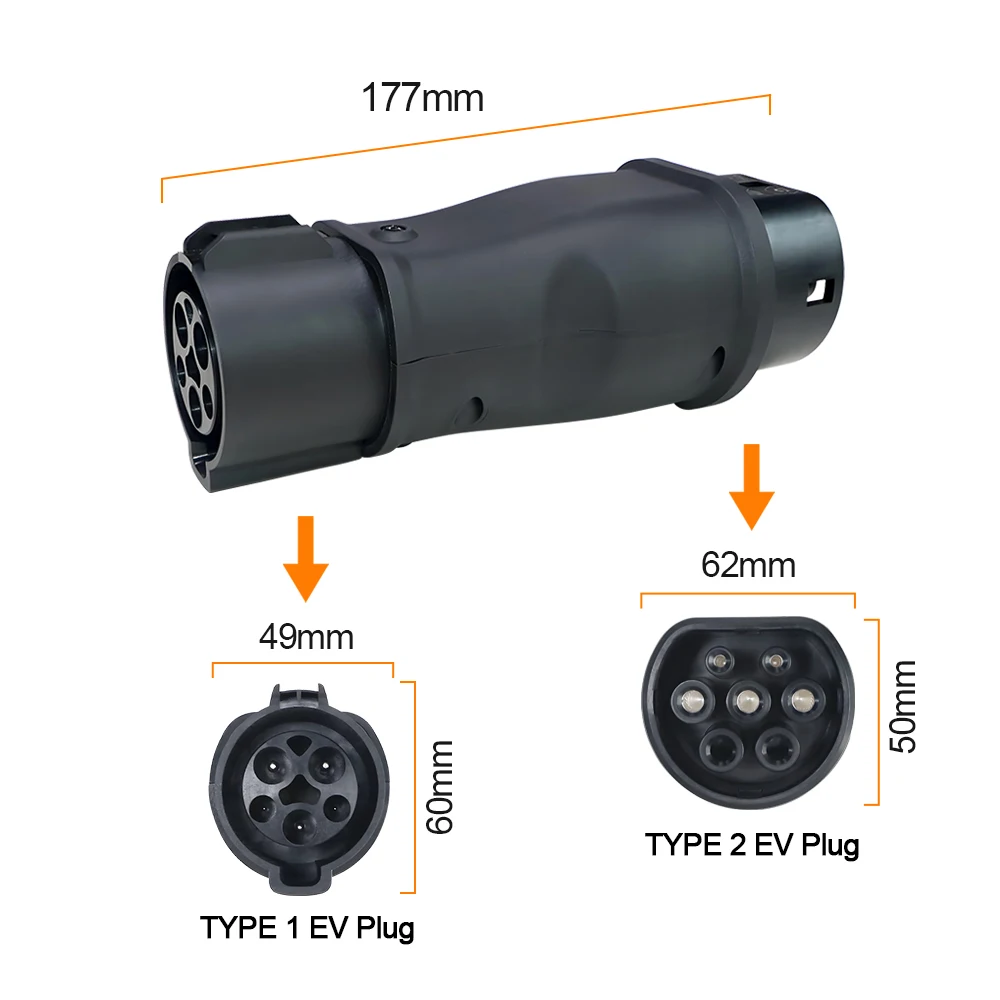 Goodcell EV Charging Adaptor Type 1 SAE J1772 To Type 2 IEC 62169 Charging Home EU Standard Electric Vehicle Hybrid Cars