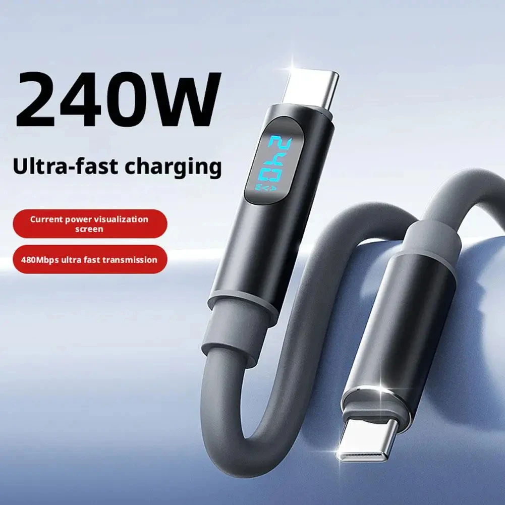 240W screen display fast charging Type-C cable is suitable for iPhone 17/16/15/Samsung/MacBook/iPad