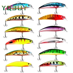 6.5CM 5G/7G Fishing Lure Minnow Sinking Water Minnow 3D Eyes Laser Trolling Plastic Buzz Bait Lure With 2 Trible Hook