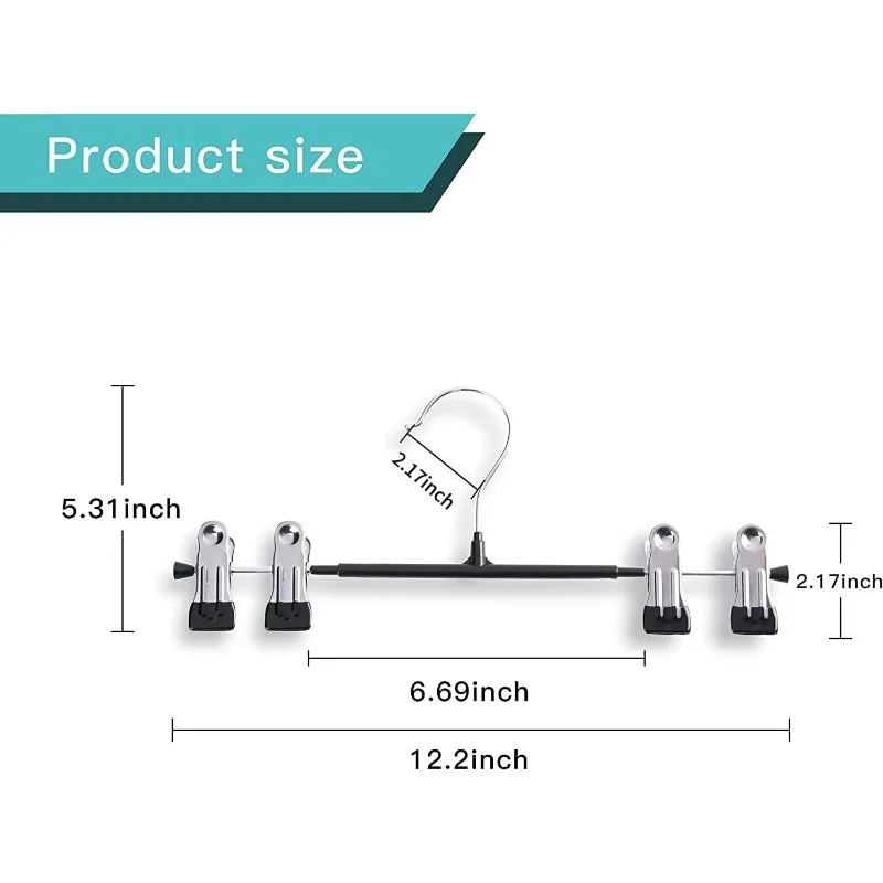

20 piece set of pants hanger with clip, space saving skirt hanger, pants, jeans, black shorts, 12 inches