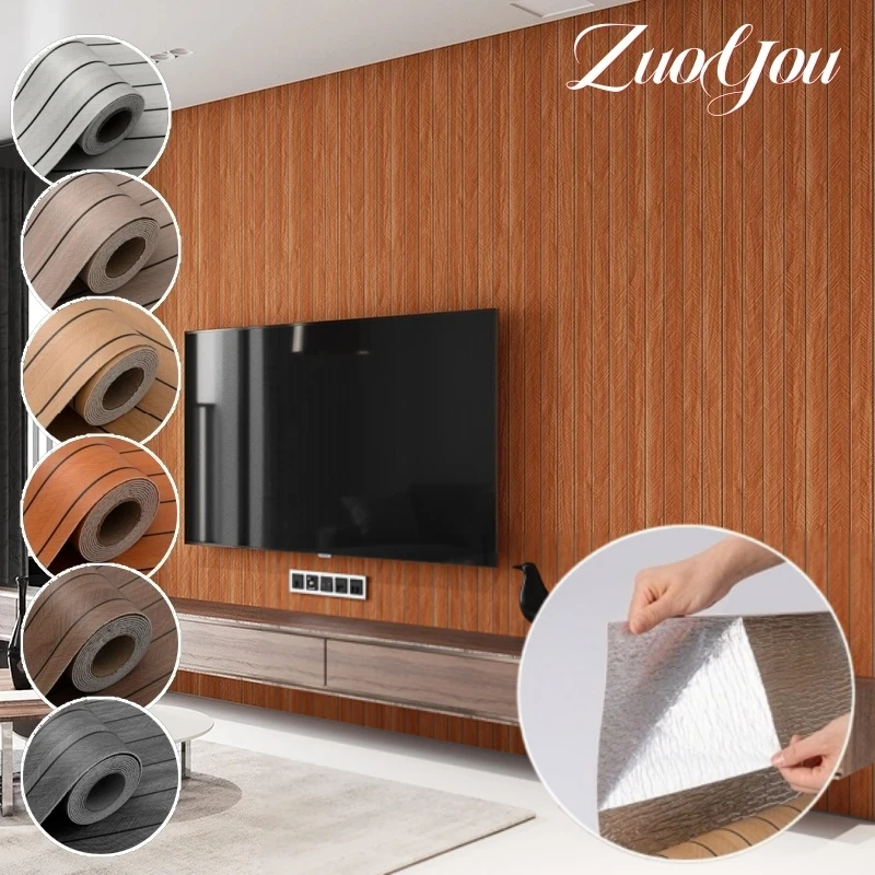 

Imitation Wood Grain Peel and Stick Wallpapers Home Decor Wall Cladding Bathroom Waterproof Vinyl Foam Self Adhesive Wall Panels