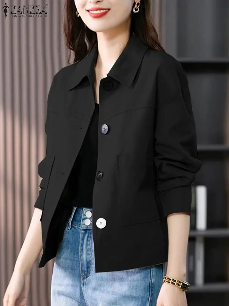 2024 ZANZEA Spring Women Lapel Neck Long Sleeve Jackets Fashion Casual Solid Work Outwear Female Solid Coats Chaqueta Streetwear