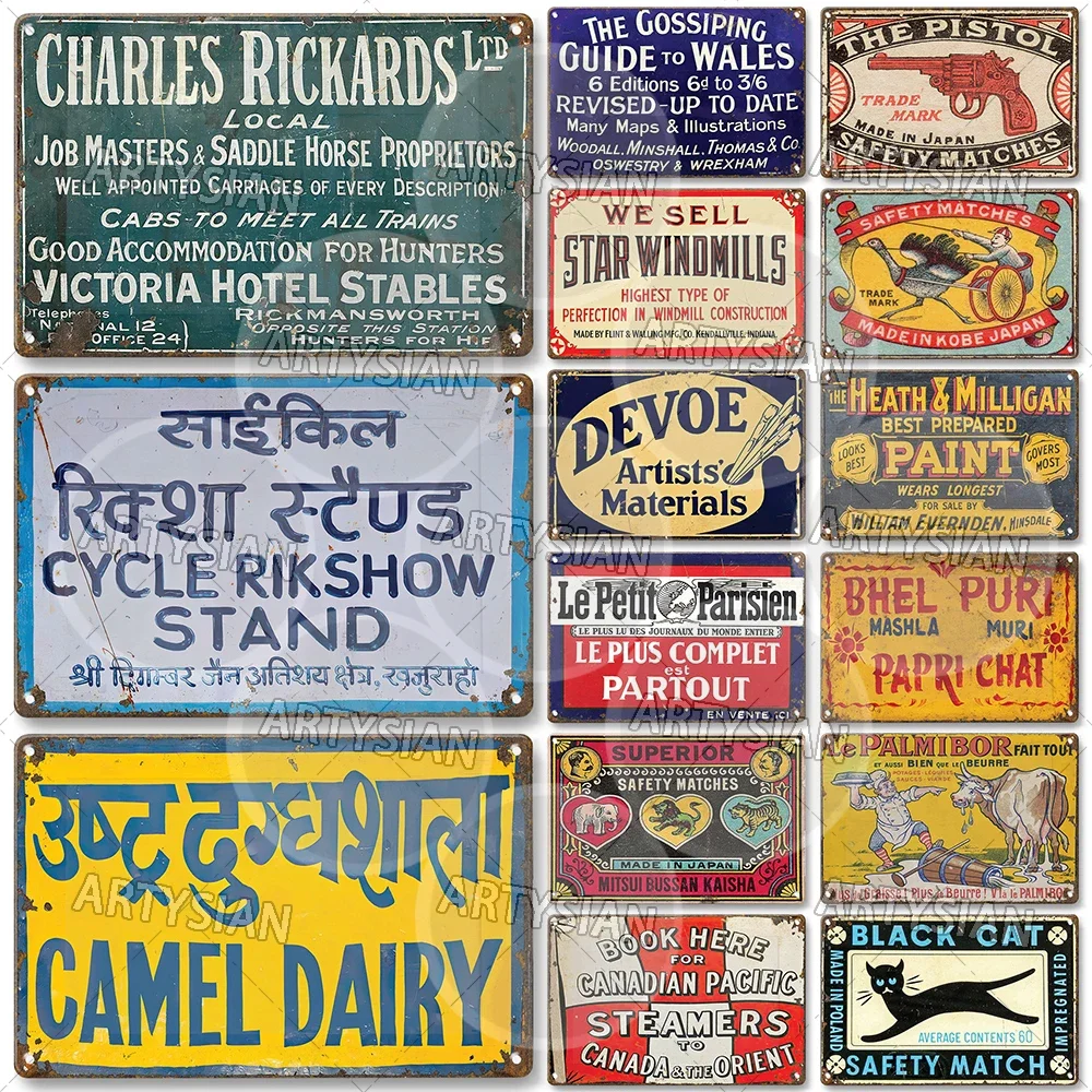 Indian Ads Metal Sign Janpan Poland Matches France DEVOE POST OFFICE LETTER BOX Hafner's Sausages Night Scotsman Retro Plaque