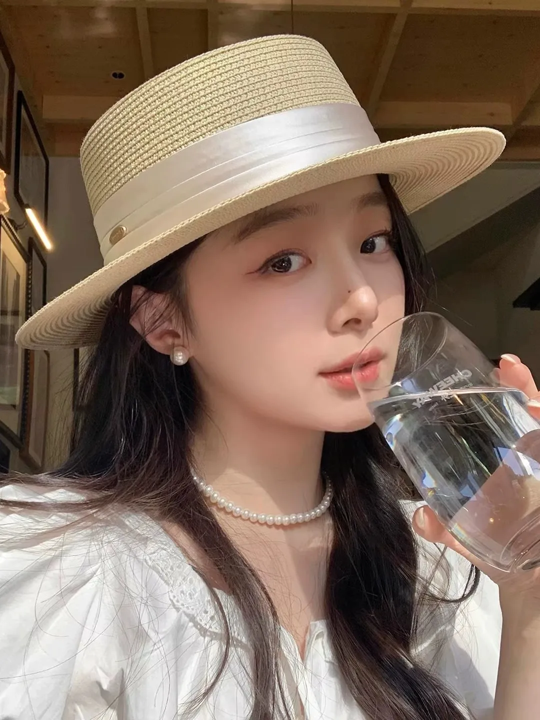 elegant-flat-topped-straw-hat-women's-summer-vacation-beach-sun-protection-fashionable-stylish-sun-hat-breathable-medium-thick