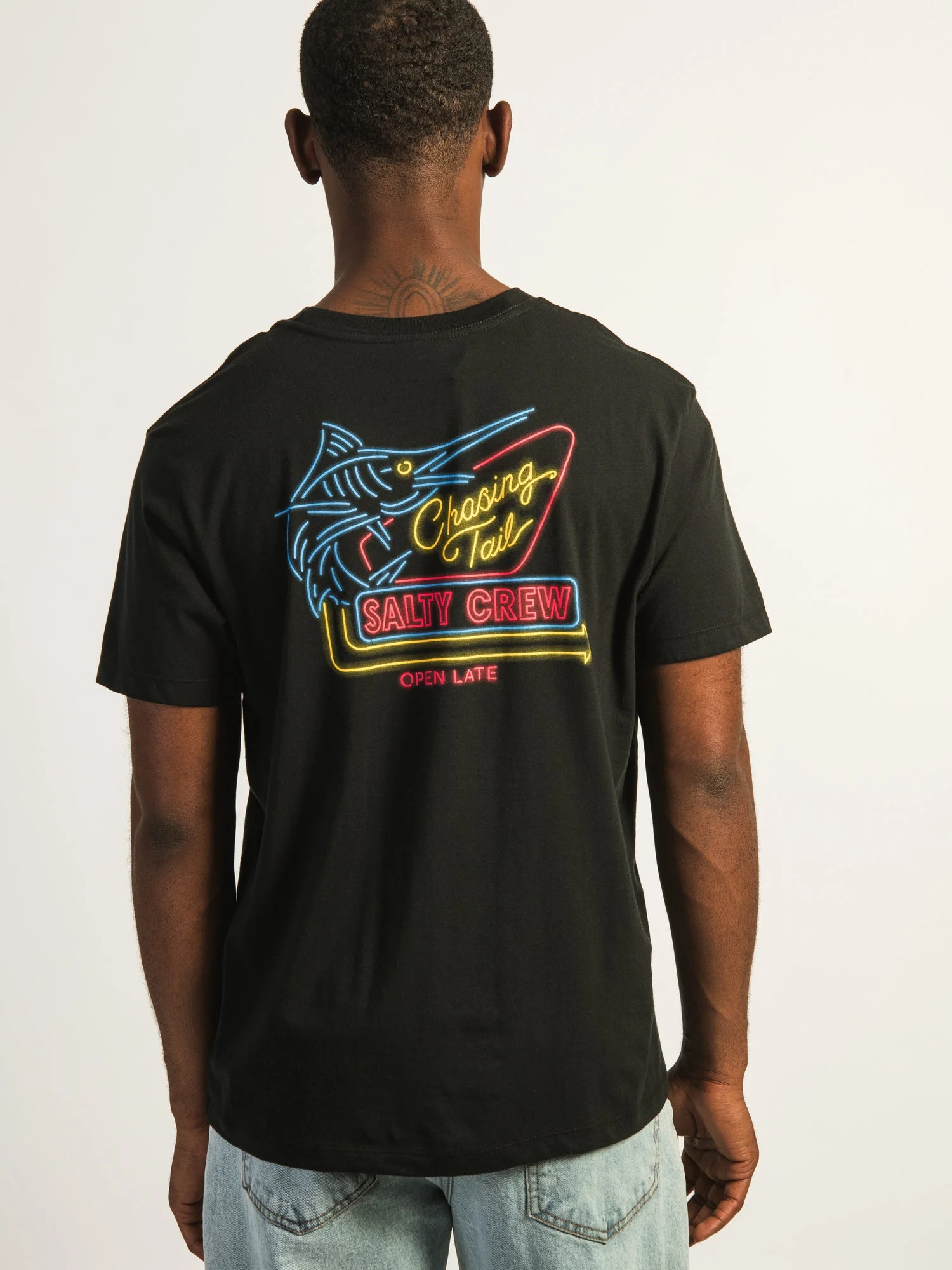 Marlin Sign Print T Shirt Men Vintage Saltwater Fishing Graphic Crew Neck Short Sleeve Soft Cotton Beach Surf Outdoor Tee Tops