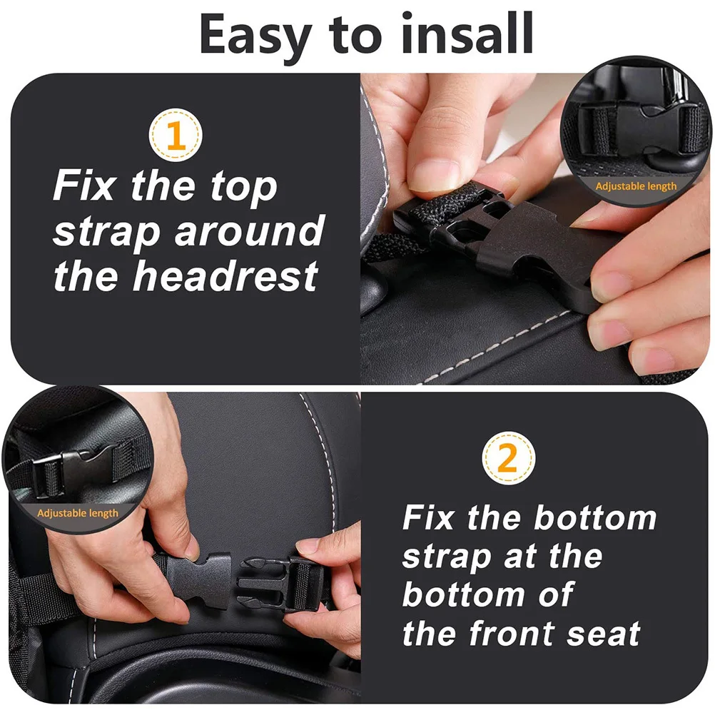 

2Pcs Car Backseat Storage Bags Oxford Cloth Durable Multifunctional Organizer Hanging Seat Pouch for Vehicle Travel Black