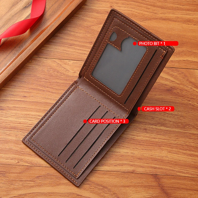 Vintage PU Leather Wallet Men Simple Short Wallets ID Cards Holder Money Change Pouch Large Capacity Purse