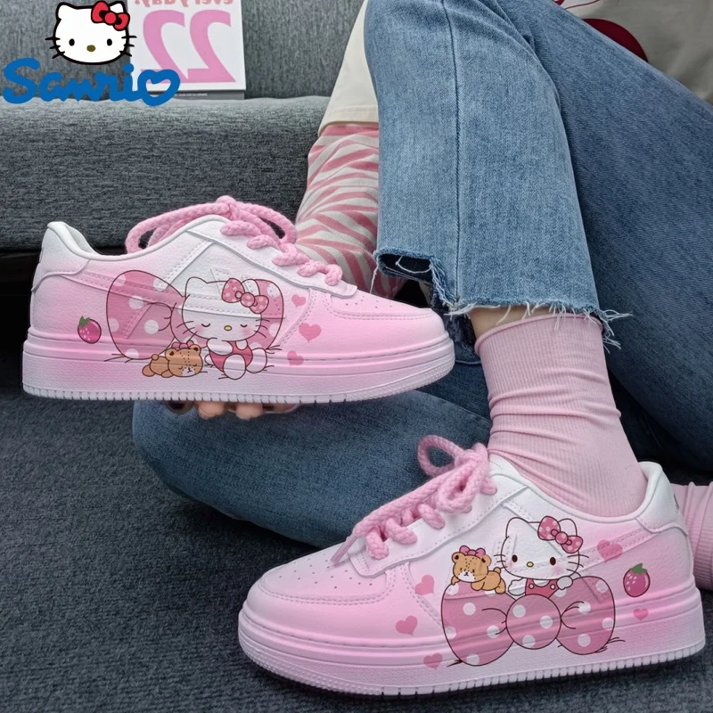 Sanrio Hello Kitty Casual Shoes Figure Cartoon Spring And Autumn Sneakers Kawaii Non-Slip Comfort Girl Women Student Gift