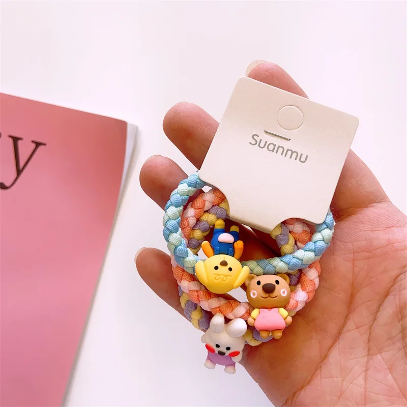 3 teile/satz Kinder kawaii Blume Frucht Haar gummi Baby bunte Herz Haar Seil elastische Haar Gummibänder für Mädchen niedlichen Haar bänder Geschenk – Detail 6