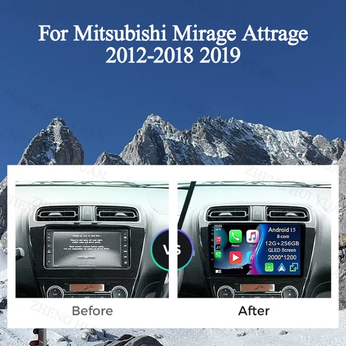 Imagen 2 del producto Android 15 9 ""para Mitsubishi Mirage Attrage 2012-2018 2019 Radio de coche Space Star 2014 navegación estéreo pantalla de sintonización Multimedia