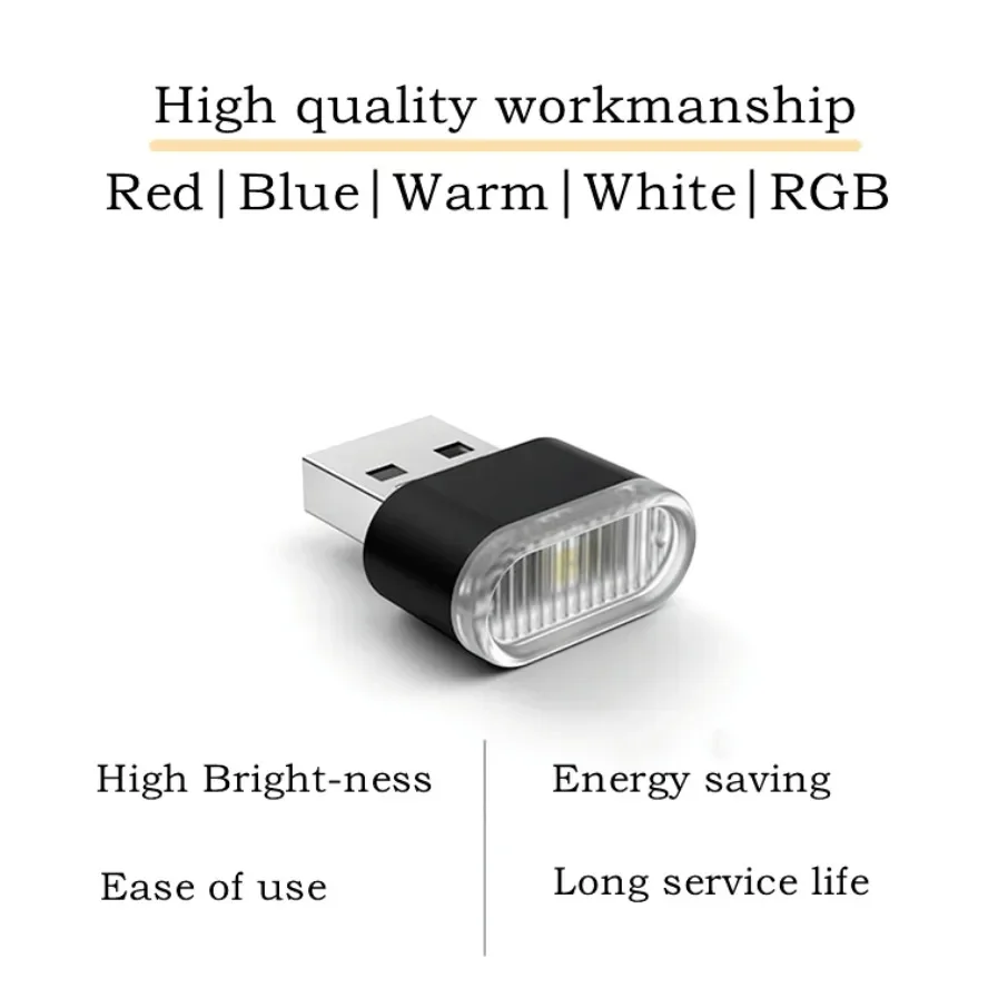 1Set 5PCS Mini USB LED Night Light Notebook Computer 5V Modeling Car Ambient Light Neon Interior Light Car Ambient Decorative