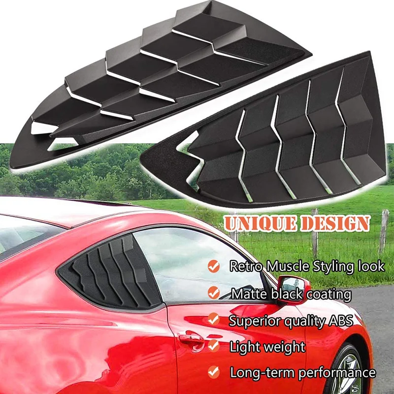 KUMATOR Side Rear Window Louvers Shield Cover for Hyundai Genesis Coupe 2010-2016 in GT Lambo Style - Pair