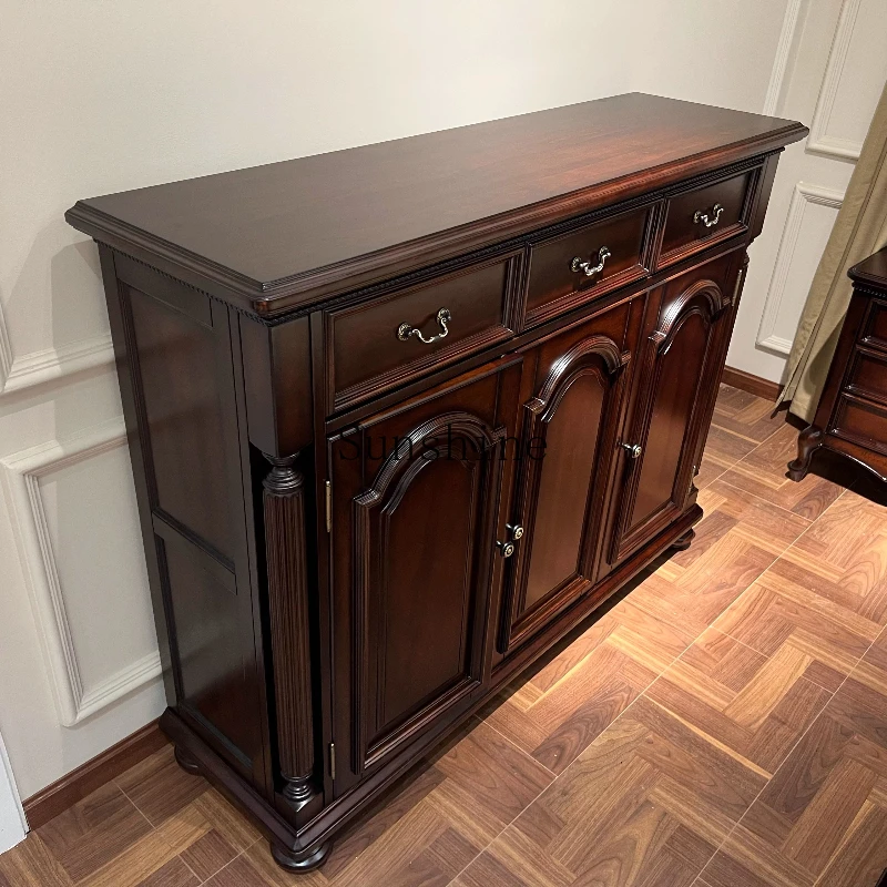 

American-style all-solid wood household entrance entrance cabinet light luxury retro multi-layer storage storage