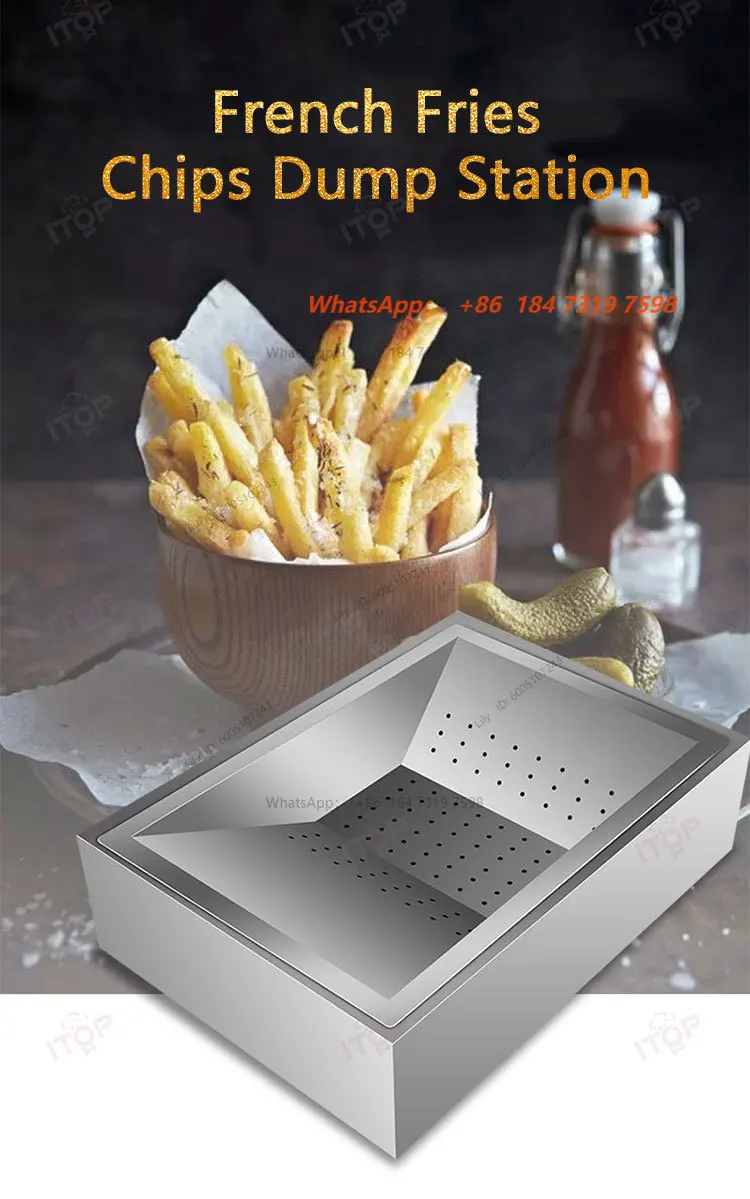 French Fry Dump Station French Fries Oil Filtering Station Potato Chips Tray Fried Food Stacking Plate 52*37.5*14 cm