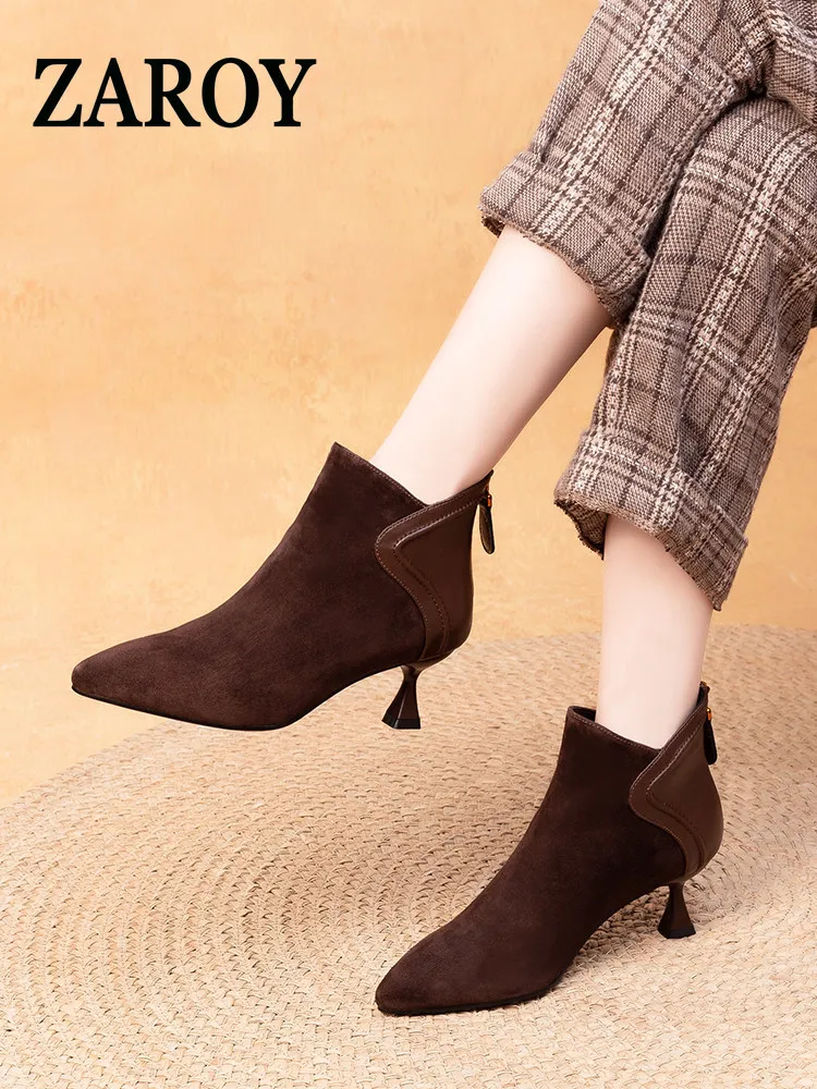 【Outlet Clearance】The new pointed-toe fleece short ankle boots with low heels for the autumn and winter 2026 collection