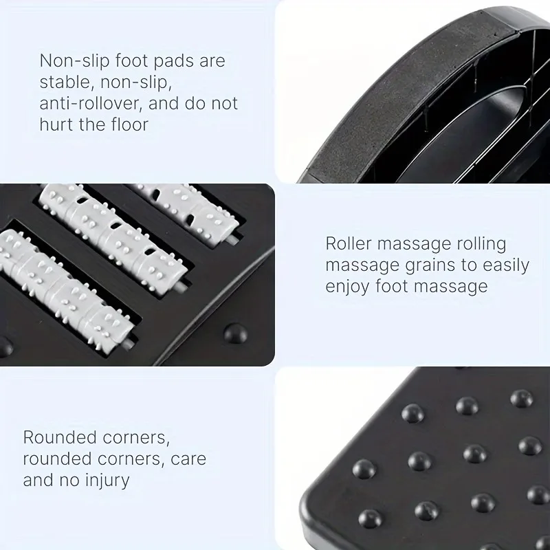 1PCS Footrest with Massage Rollers for Comfortable Sitting Under Desk - 180° Swing Design in Black, Grey, or White