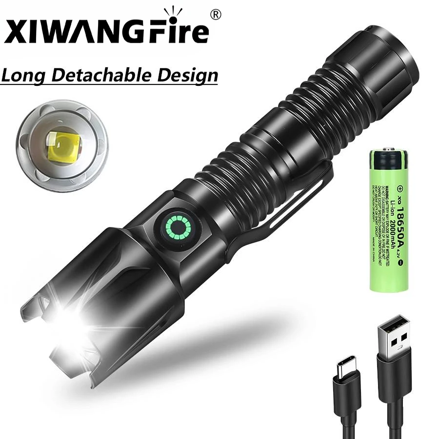 XIWANGFIRE Ultra Bright LED Mini Flashlight USB Rechargeable with Battery Level Display Suitable for Cycling Camping Outdoor Use