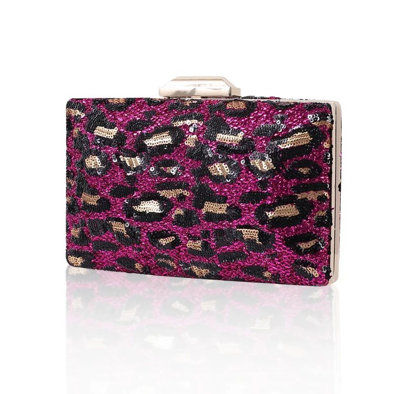 

European and American Style Leopard Print Dinner Bag Sequin Dress Clutch Temperament Bridal Bag Factory Wholesale W