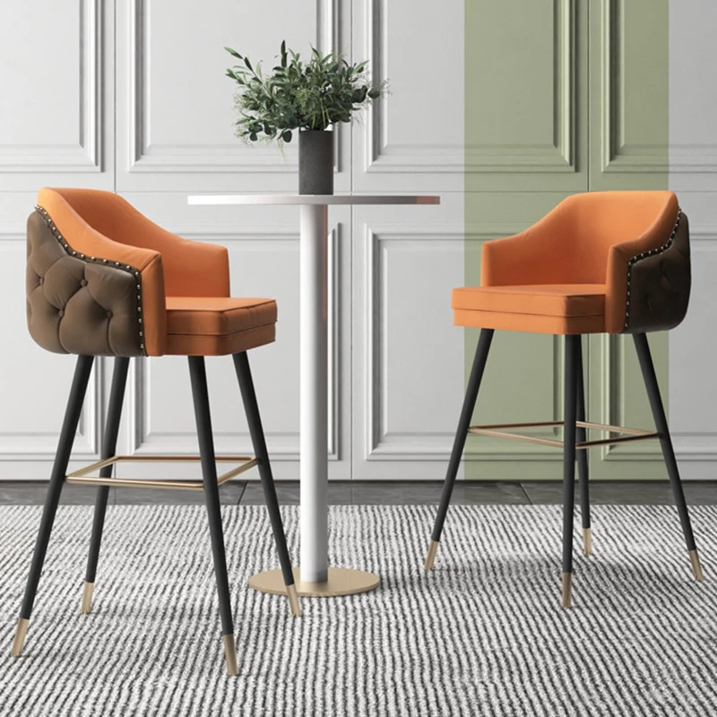 Popular Classic Leather Bar Chair High Quality Modern Steel Frame Durable Bar Stool Household
