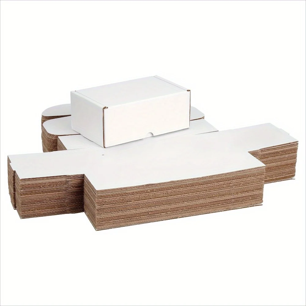 

30-Count Case White Tuck-Top Shipping Boxes - Sturdy Corrugated Cardboard Boxes for Small Items, Easy to Assemble & Seal