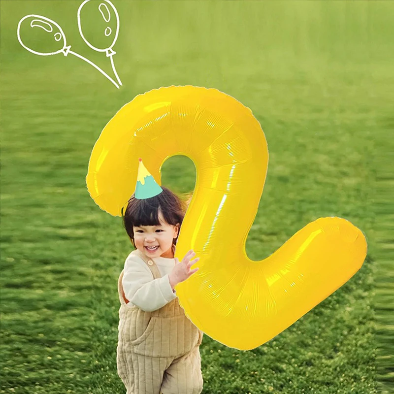 Yellow Digital Balloon Aaluminum Film Number Balloons Children and Adult Party Decoration Wedding Holiday Supplies 40 inch 2025