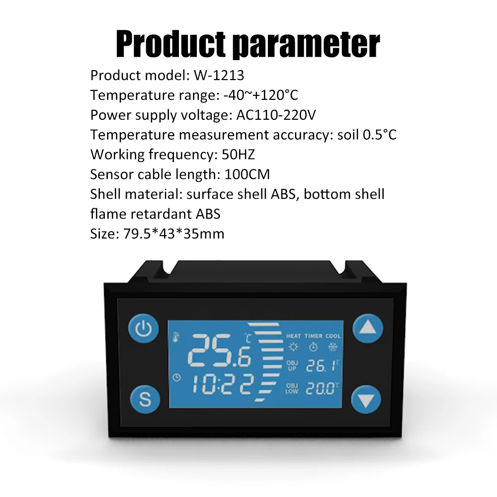 W1213 AC110-220 Digital Smart Temperature Controller With Timer Switch NTC Sensor Probe for Incubator Aquarium Thermostat