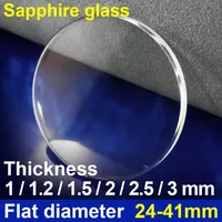 Diámetro 24 - 41 mm, espesor 1,0/1,2/1,5/2,0/2,5/3,0 mm, cristal de zafiro mineral transparente plano, piezas de reloj, cristal de reloj