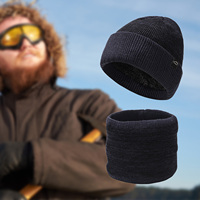 2pcs Warm Winter Casual Knitted Hat And Scarf Set Soft Fleece Lined Windproof Cold Weather Beanie And Neck Warmer For Women Men