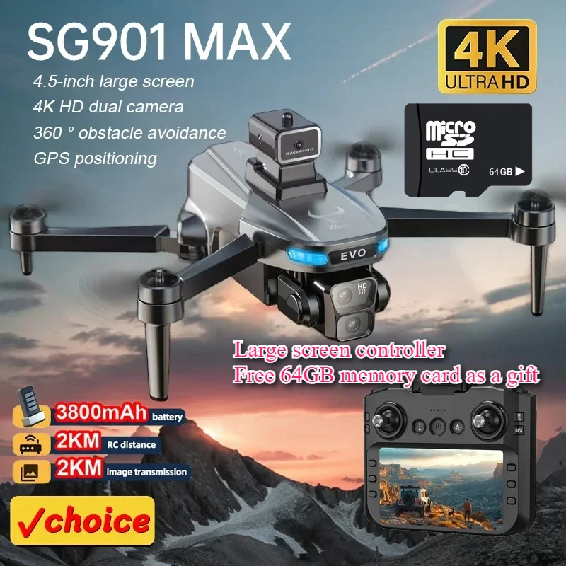 

Edward SG901 MAX Drone GPS Brushless Motor 4K HD Dual Camera Profesional FPV Quadcopter 360° Obstacle Avoidance RC Drone Toys