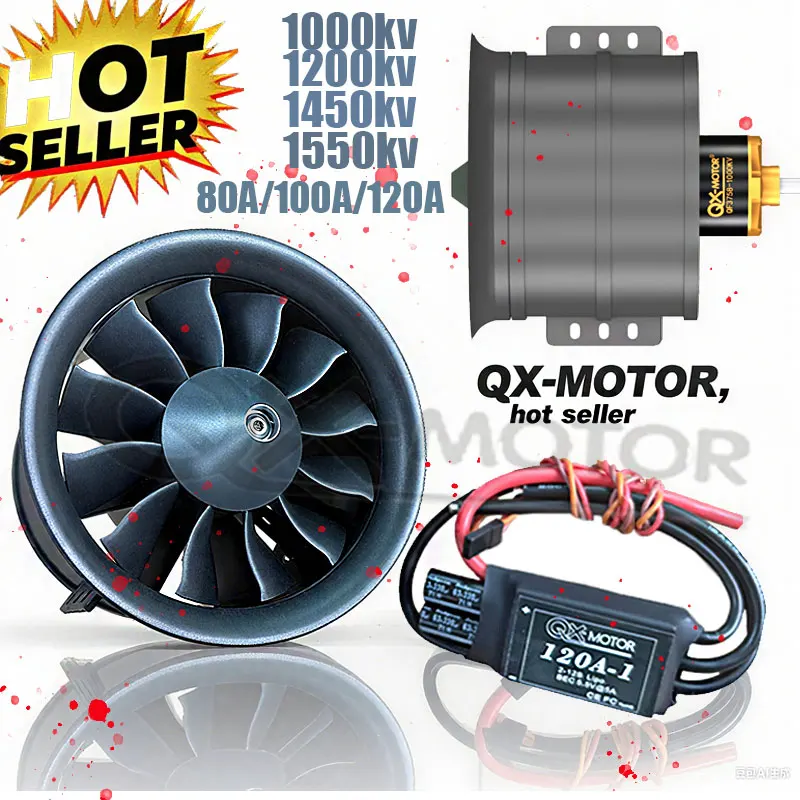 

QX-MOTOR 90 мм EDF 12 лопастей канальный вентилятор 1000 кВ/1200 кВ/1450/1550 кВ QF3748/3758 бесщеточный двигатель 80A/100A/120A ESC для модели RC Jet