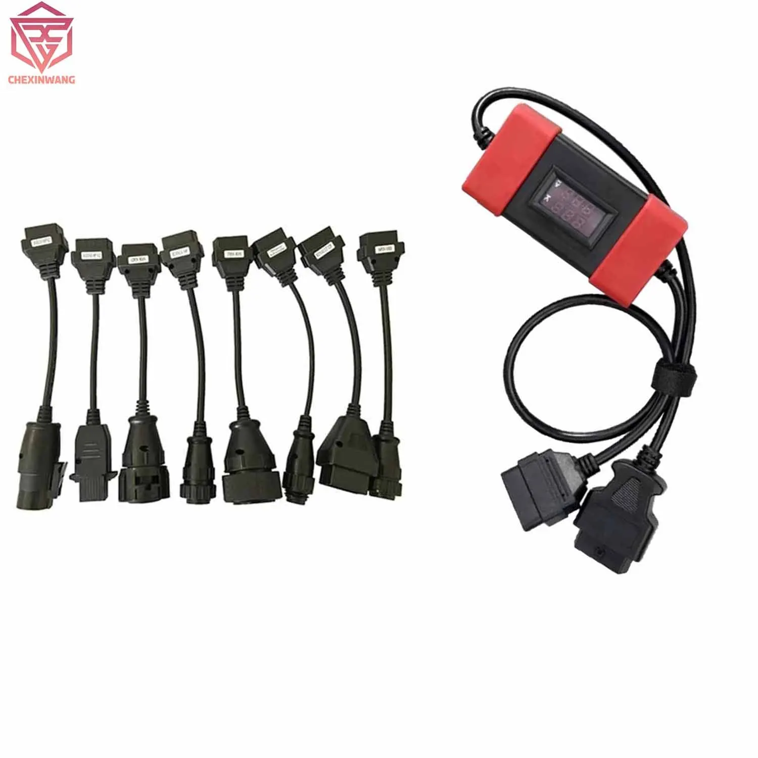 Truck Connector Heavy Duty Truck Diesel Adapter Cable 24V to 12V with Full Set 8 Truck Cables for Thinkdiag