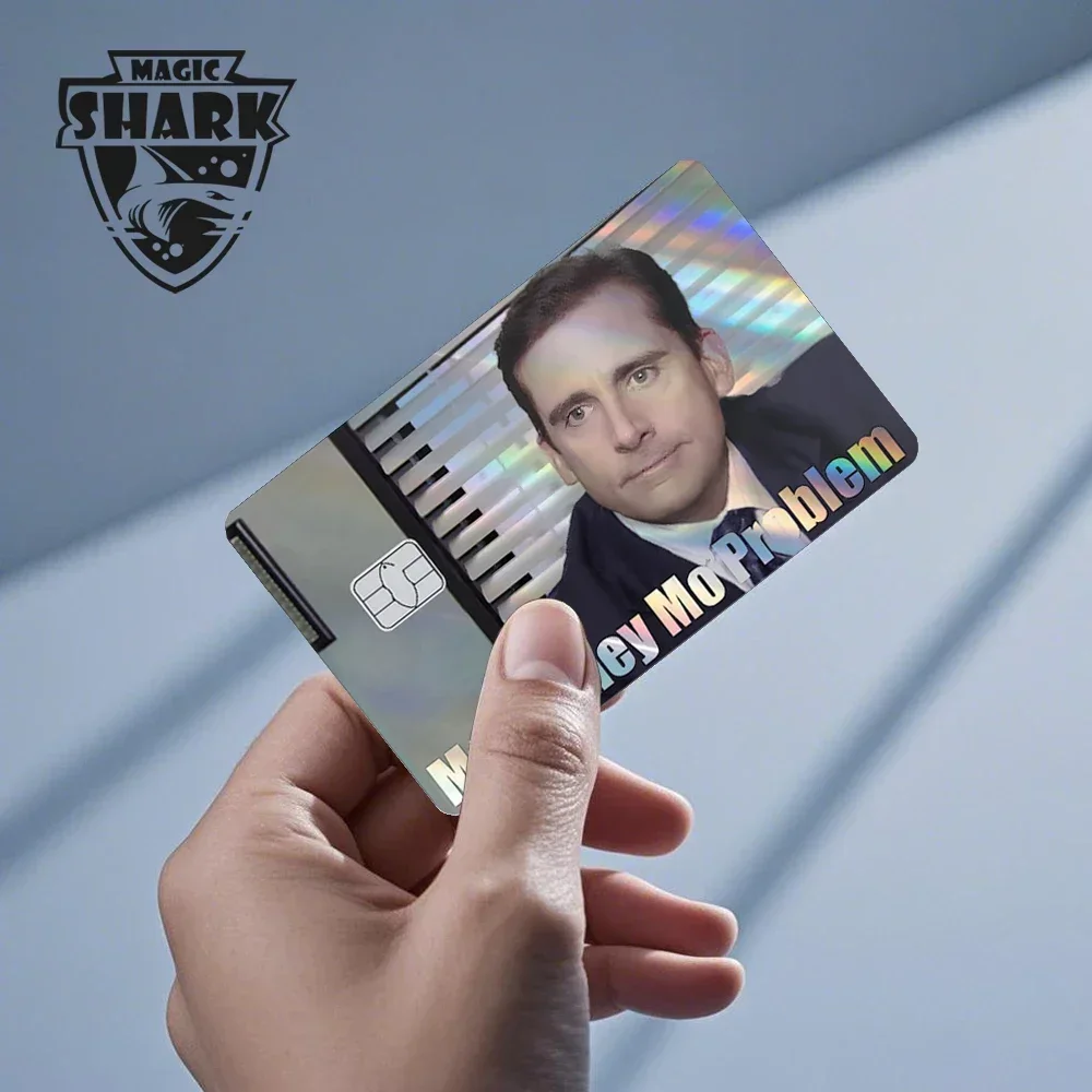 Maigc Shark Gold Dollar Money Cartoon Meme Adesivo riflettente Pellicola di copertura per carta di credito bancaria di debito Chip piccolo e grande