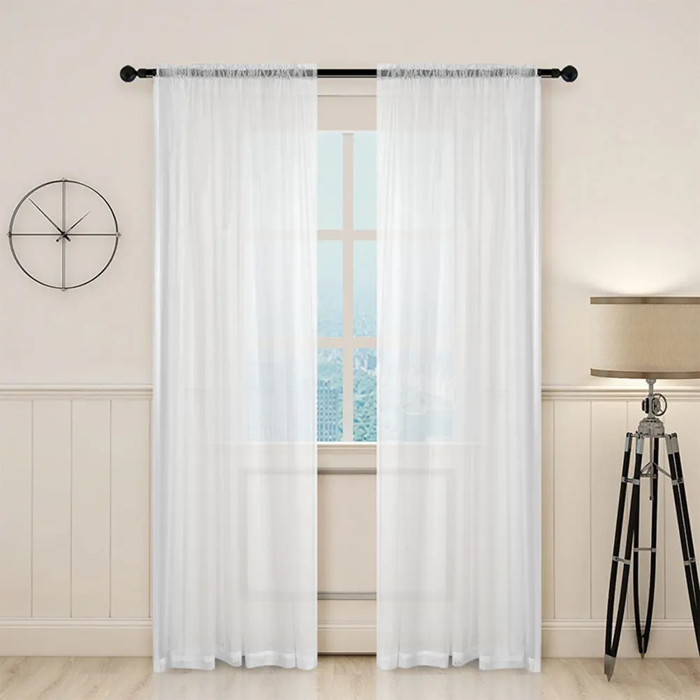 Transparent Window Sheer Curtains Voile Curtain White Bedroom Living Room Window Tulle Soft Natural Light Filter Home Decor