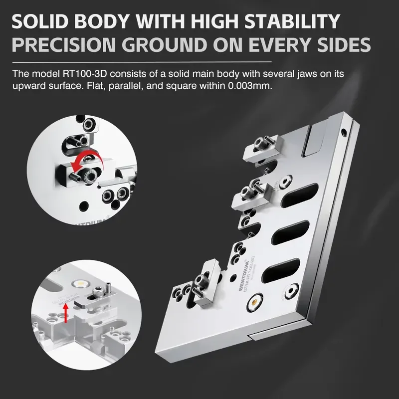 Adjustable Wire EDM Machine Stainless Steel Vise with Accuracy 0.002 mm with Clamping Range 160mm RT100-3D