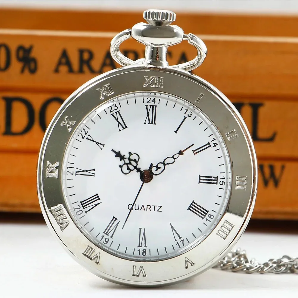 Exquisite Vintage Roman Digital Pocket Watch Women Mens Elegant Pocket Watches with Fob Chain Masculino Relogio Gift Clock