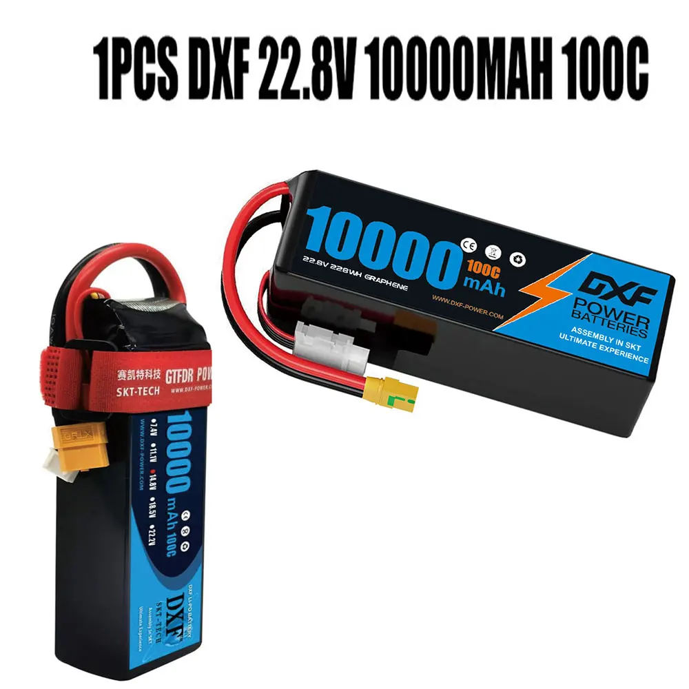 Akumulator Lipo DXF 6S 10000mAh 22.2V 22.8V 100C z wtyczką XT90, akumulator w twardej obudowie do helikoptera RC, drona, UAV, łodzi FPV