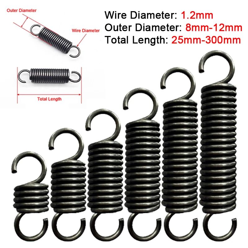 

Диаметр проволоки 1,2 мм, внешний диаметр 8 мм/9 мм/10 мм/12 мм, открытый крюк, пружины растяжения, откатная пружина, катушка, удлинительная пружина, тяговая пружина