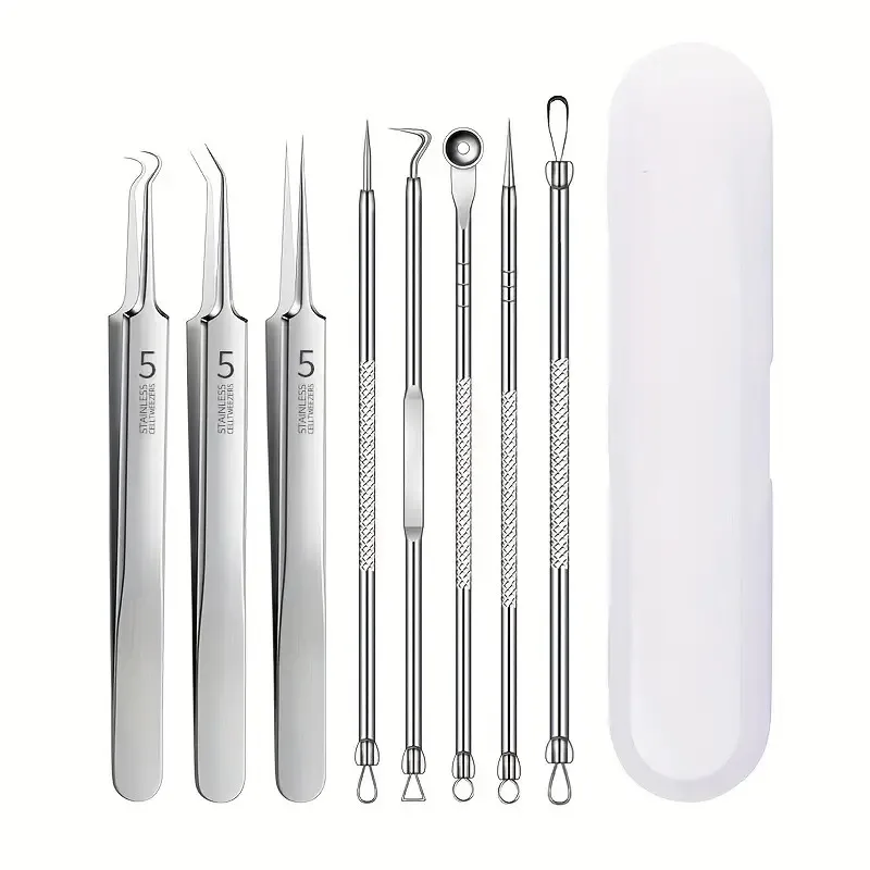 

8-Pieces Blackhead Remover Kit – Stainless Steel Blemish & Acne Extraction Tools – Professional Pimple Popper Set for All Skin