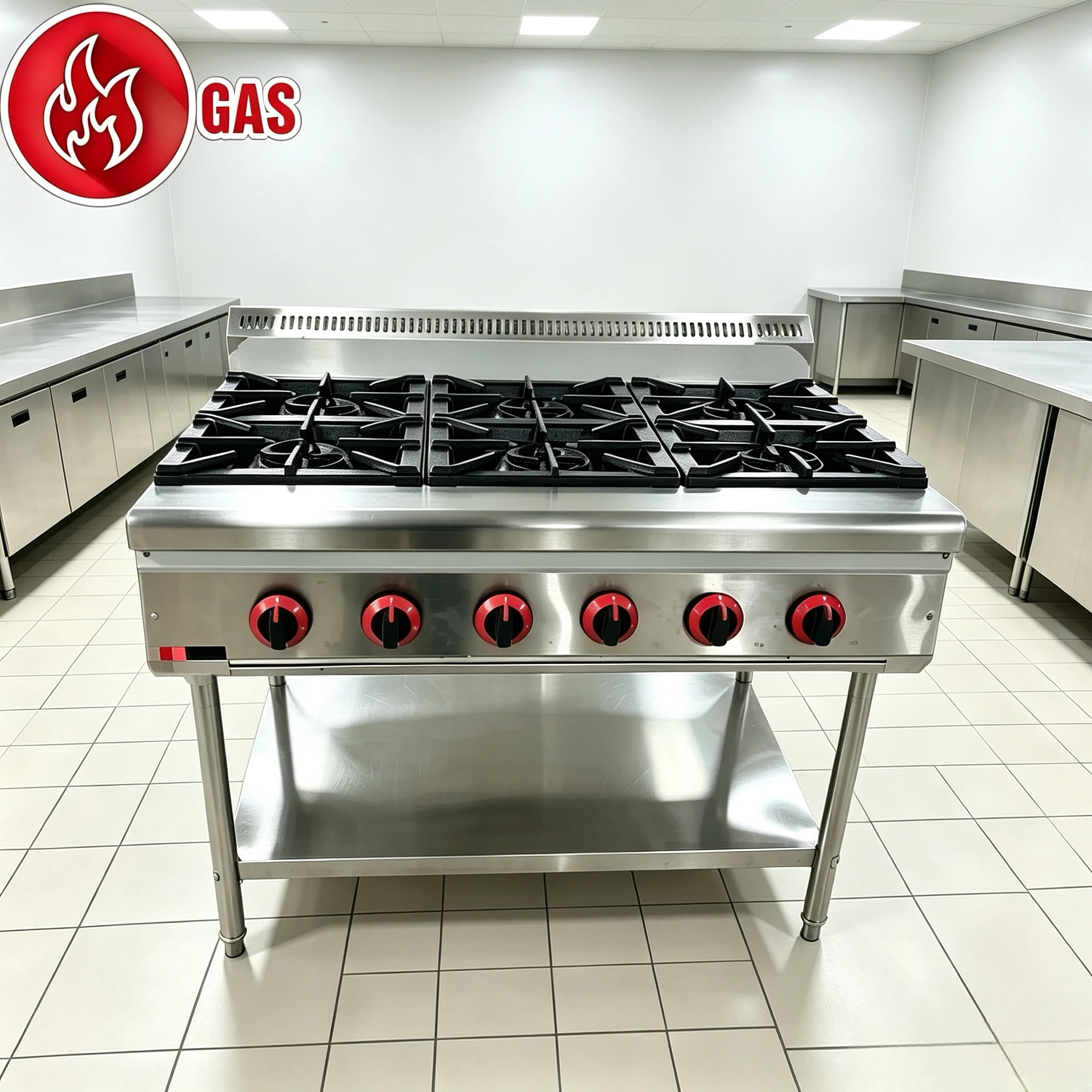 2026 New Design Commercial 6 Burners FreeStanding Gas Stove Portable Detachable Gas Range Burner For Restaurant Hotel