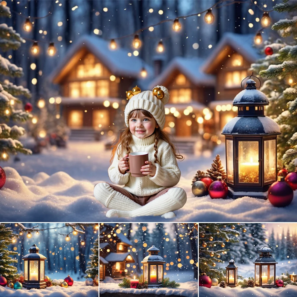 

MOON.QG Tree Christmas Photo Background Bokeh Candles Forest Photography Backdrop Party Photozone Festival Photobooth Poster